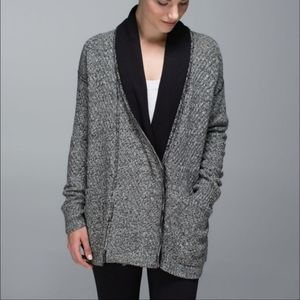LULULEMON Post Practice Cardigan Ghost Black Knit